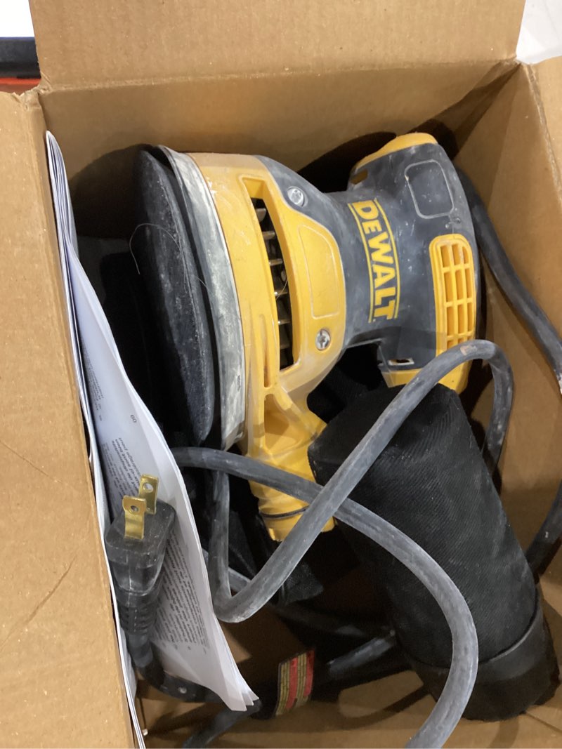 Condition photo showing As Is for dewalt orbital sander kit, 5 inch, 3 amp, corded, 12,000 opm (dwe6421k)