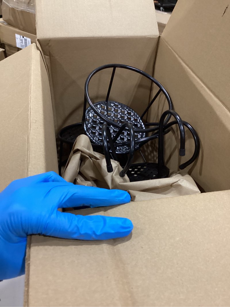 Condition photo showing As Is for HowRU Iron Art Hanging Baskets Flower Pot Holder - Over The Rail Metal Fence Planters - Pack of 3 - Black 3 Pack Black