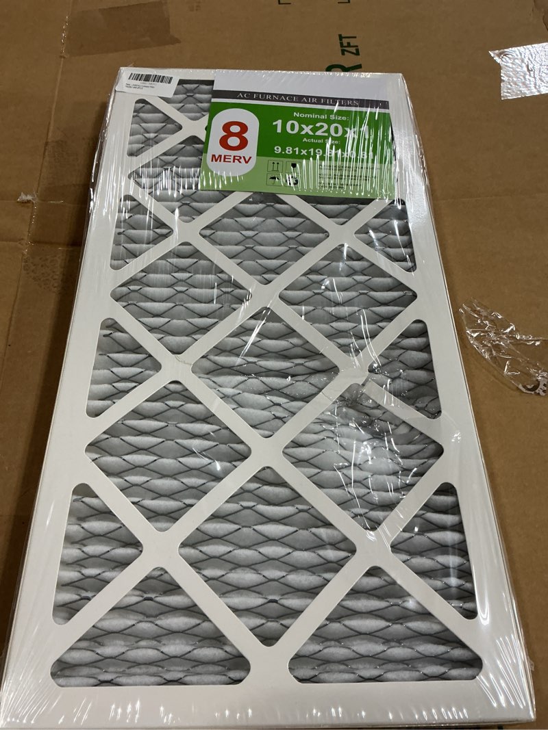 Condition photo showing New/Like New for furnace filters 10x20x1 merv 8, mpr 600, air filter (2 pack) for hvac, ac furnace - actual size: 9.75"x19.75"x0.75" 10x20x1-2pack