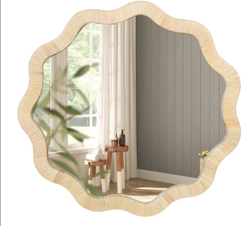 ULIKE Rattan Mirror for Wall, Bathroom 30 Inch Rustic Farmhouse Wall Decor with Handmade Wicker Frame 