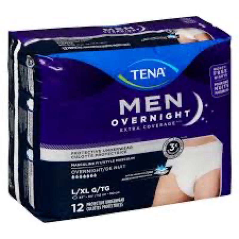 Tena Men Overnight Extra Coverage L/XL 12 Count