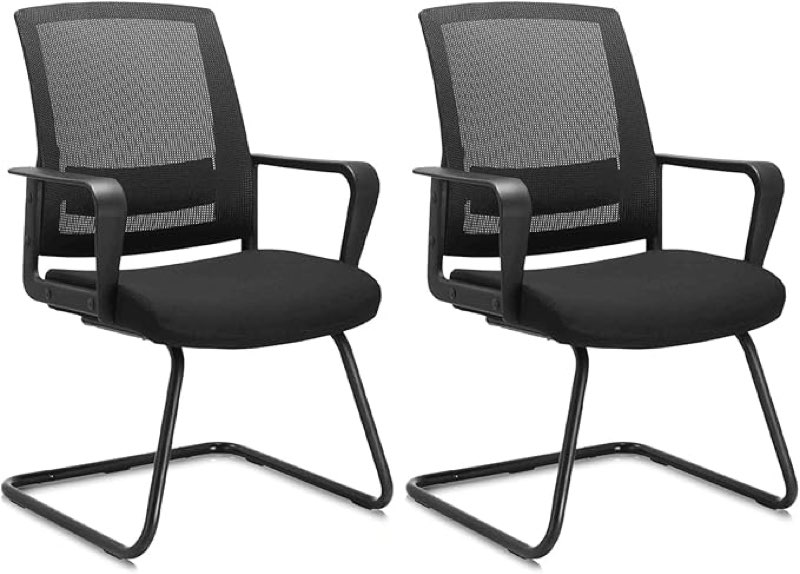 clatina office guest chair with lumbar support and mid back mesh space air grid series for reception conference room 2 pack