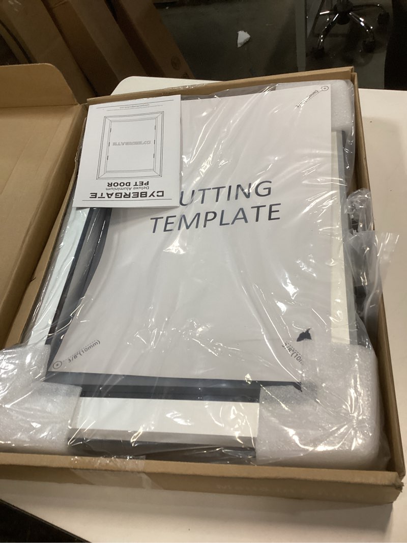 Condition photo showing Good Condition for Large Dog Door for Exterior Doors, Cutout Size 12.2''W x 18''H, Heavy Duty Double Flap for Extreme Weather, Energy-Efficient, Easy to Assemble, Lockable Panel Included, Sliver (L) Large Sliver