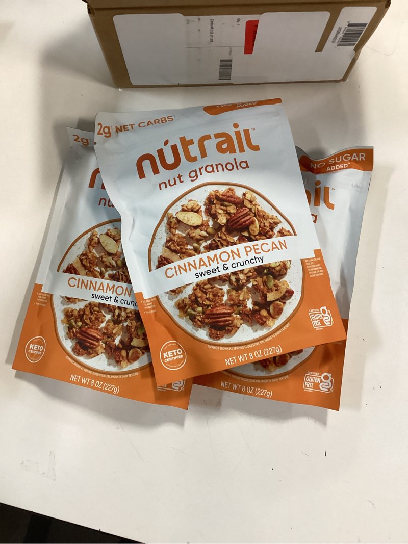 Condition photo showing New/Like New for (BEST BY 12/02/2025) NuTrail Nut Granola Cereal, Cinnamon Pecan, No Sugar Added, Gluten Free, Grain Free, Keto, Low Carb, Healthy Breakfast 8 oz. 3 Count 8 Ounce (Pack of 3)