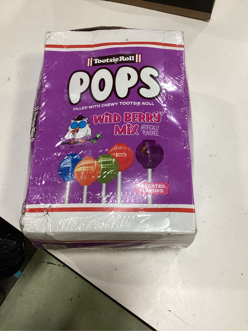 Condition photo showing New/Like New for tootsie pops limited edition assorted wild berry flavors with chocolatey center - over 3 pounds individually wrapped fruity chocolate lollipops - peanut free, gluten free, 100 count