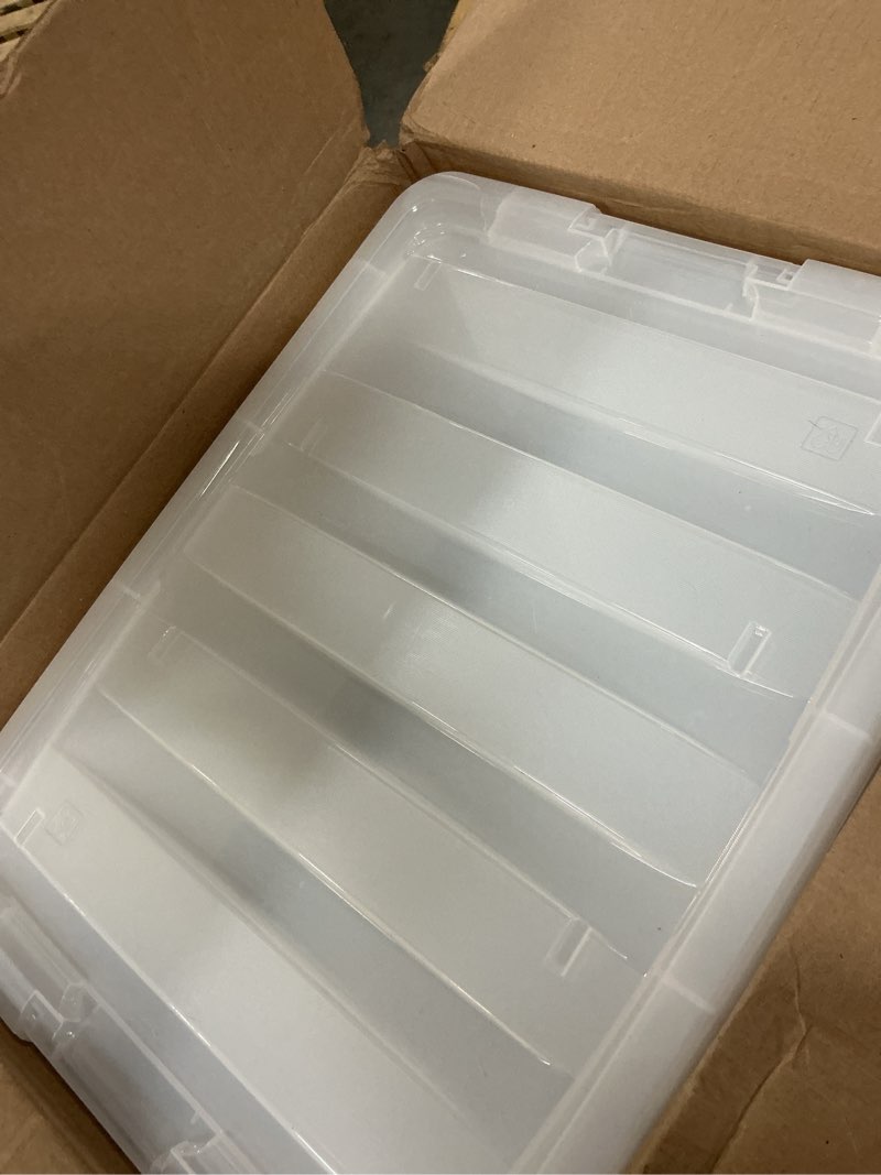 Condition photo showing Good Condition for iris usa 51 l (54 qt) plastic storage box with lid and latches - 4 pack - bpa-free, see-through organizing solution, durable nestable stackable containers, secure pull handle - clear clear 54 qt 4 pack