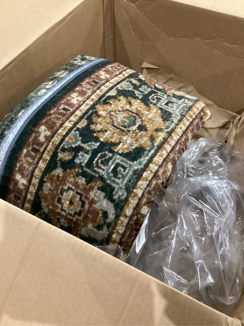 Condition photo showing Good Condition for bavni washable rugs 8x10-machine washable rug lightweight low pile, vintage floral rug non-shedding distressed throw carpet for living room bedroom office, dark green/multi 8x10 dark green/multi