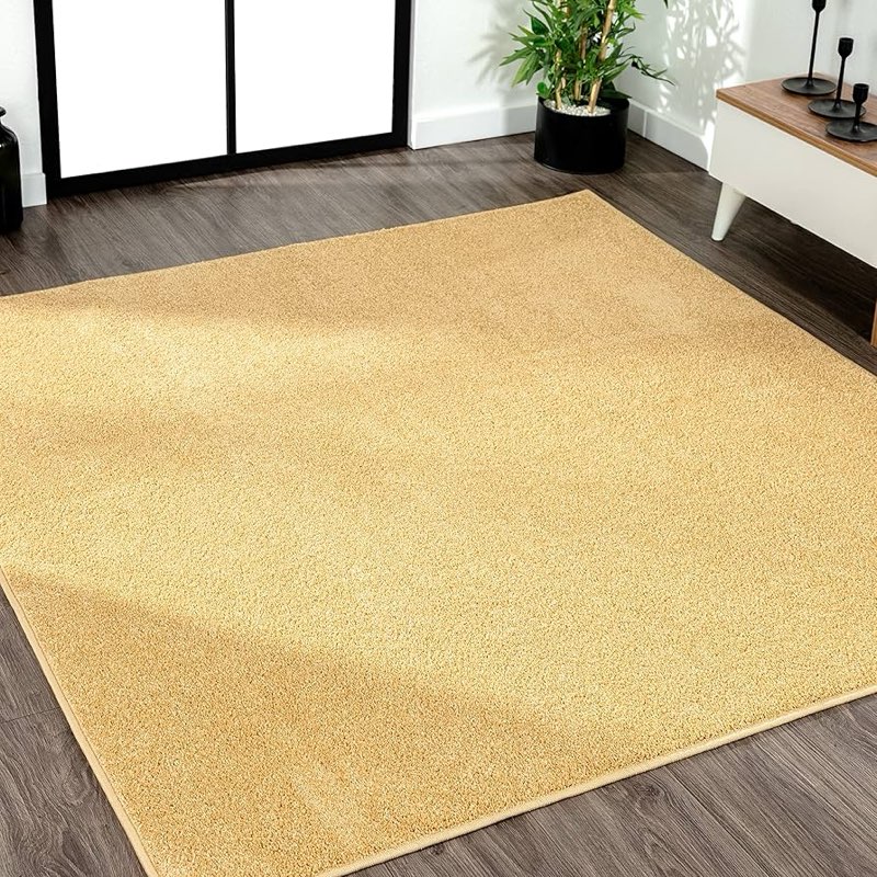 jonathan y haze solid low-pile mustard 9x9 square indoor area rug, coastal,bohemian,minimalist,class