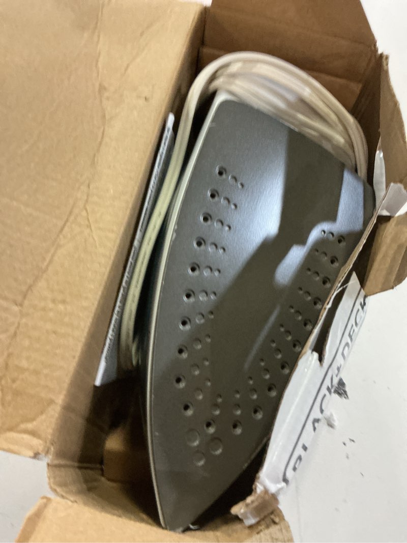 Condition photo showing As Is for black+decker easy steam compact iron for clothes, automatic shutoff, nonstick plate, light weight, 1200 watts standard compact iron