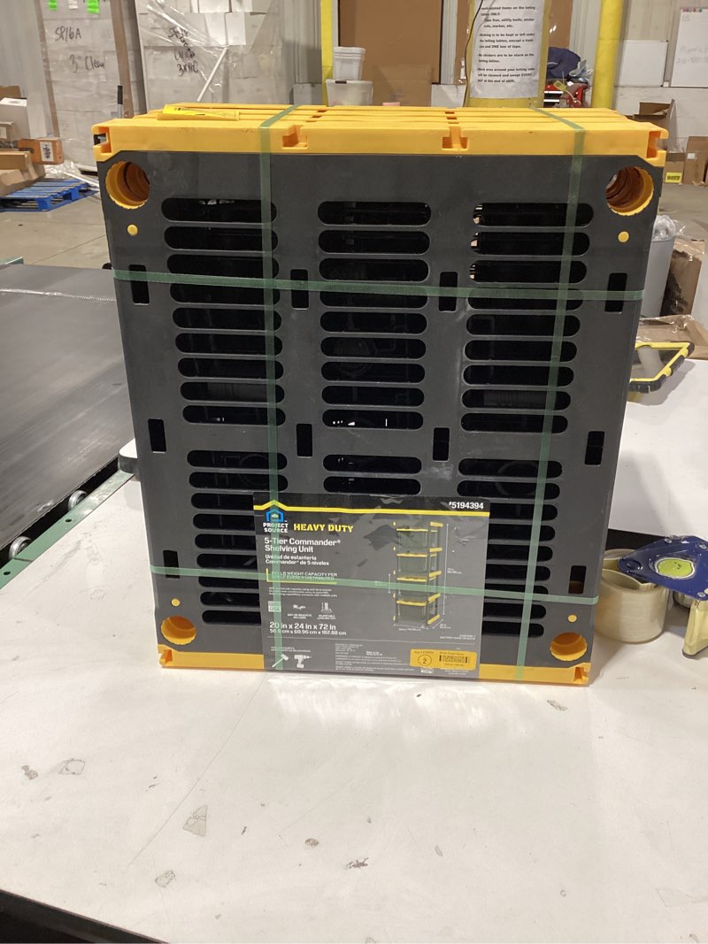 Condition photo showing New/Like New for CX 5-Tier Heavy Duty Plastic Storage Shelves that Support up to 150lbs/shelf, Organization and Storage, Weather-Resistant Design, Easy Assembly, Black (72”H x 36”W x 18”D) 5-Tier (1 Pack)