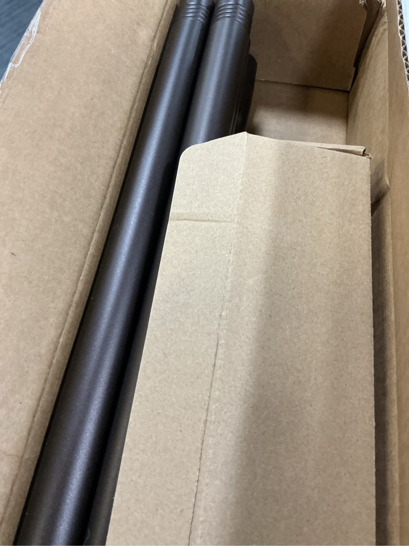 Condition photo showing New/Like New for briofox bronze curtain rods for windows 48 to 84 inch heavy duty adjustable length 1 inch diameter window curtain rods for indoor ourdoors with classic square finials bronze 48"-88"