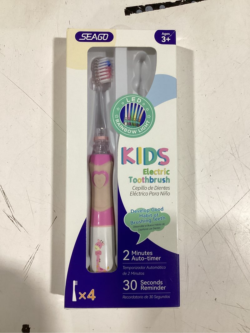Condition photo showing Good Condition for SEAGO Kids Electric Toothbrush with 2 Mins Timer and 4 Replacement Bursh Heads, Rainbow LED Light Make Brushing Fun, Pink Color Girls Battery Powerd for 4-12 Years Old?SG-977