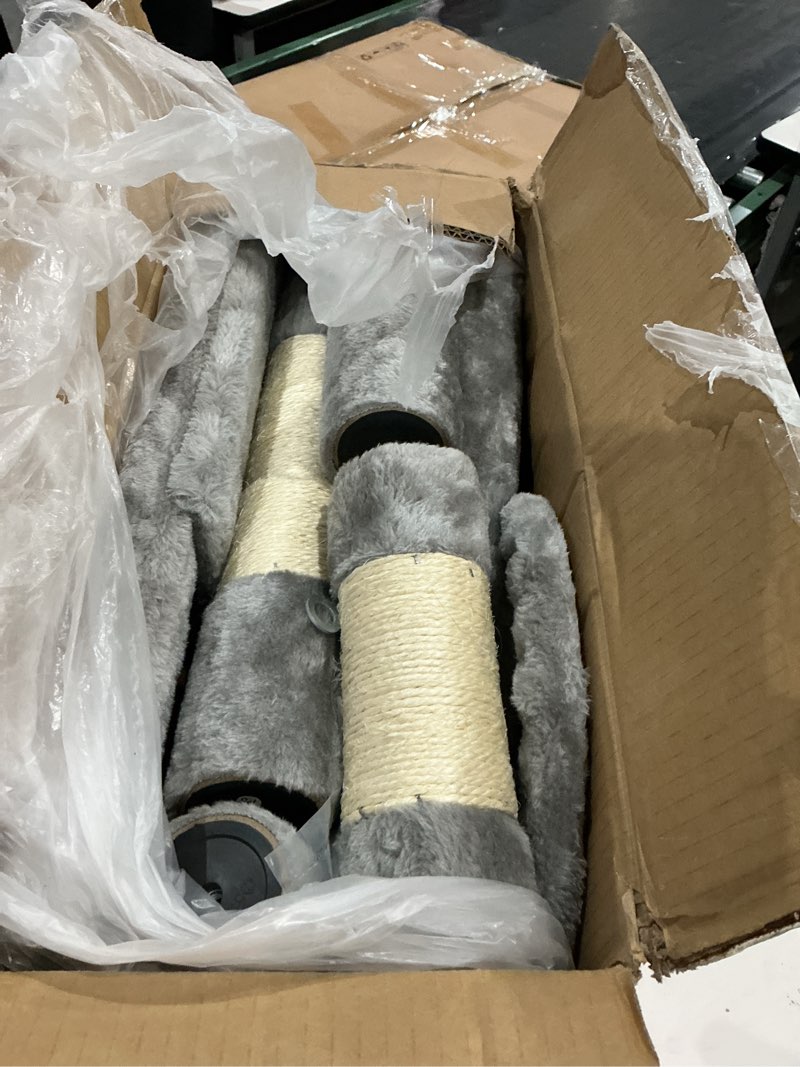 Condition photo showing Good Condition for cat tree tower 44 inch, small cat tower with condo, hammock, sisal scratching posts, extended perch, pet play house for indoor kittens and cats, light grey light grey 44in