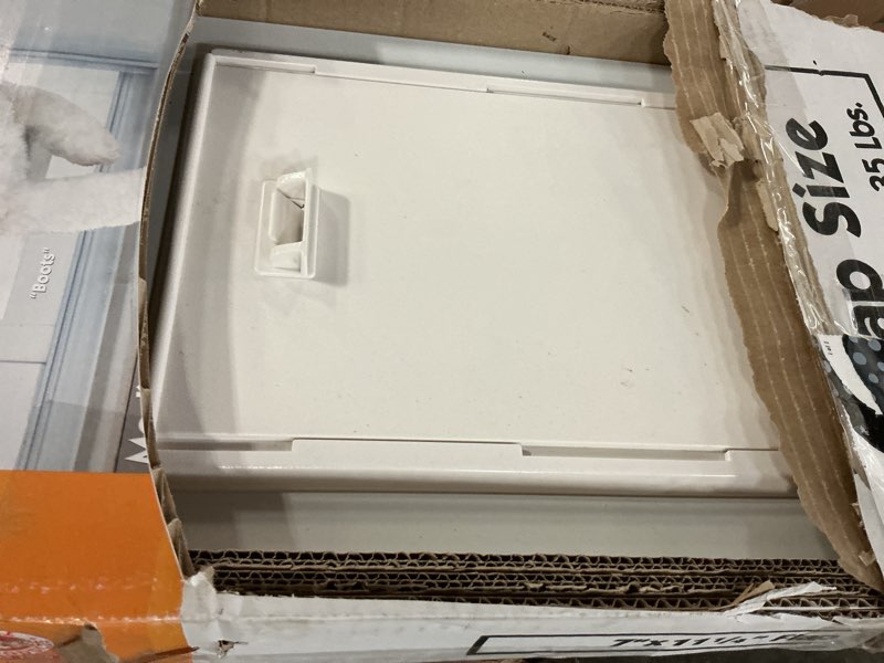 Condition photo showing As Is for ideal pet glass pet door  aluminum  77.6 in. h x 11.5 in. w