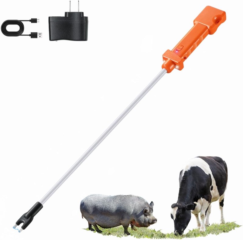 (Similar)Rechargeable Cattle Prod, Waterproof Electric Livestock 34.7\", Orange