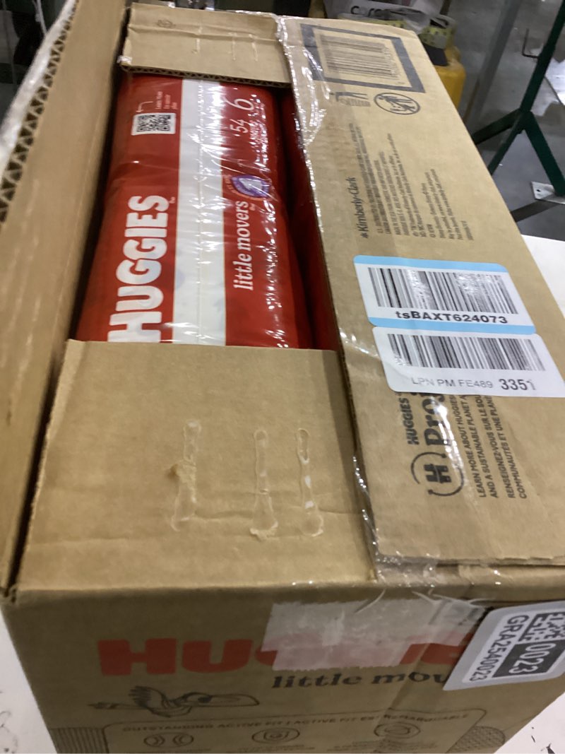 Condition photo showing New/Like New for Huggies Size 6 Diapers, Little Movers Baby Diapers, Size 6 (35+ lbs), 108 Count (2 Packs of 54), Packaging May Vary