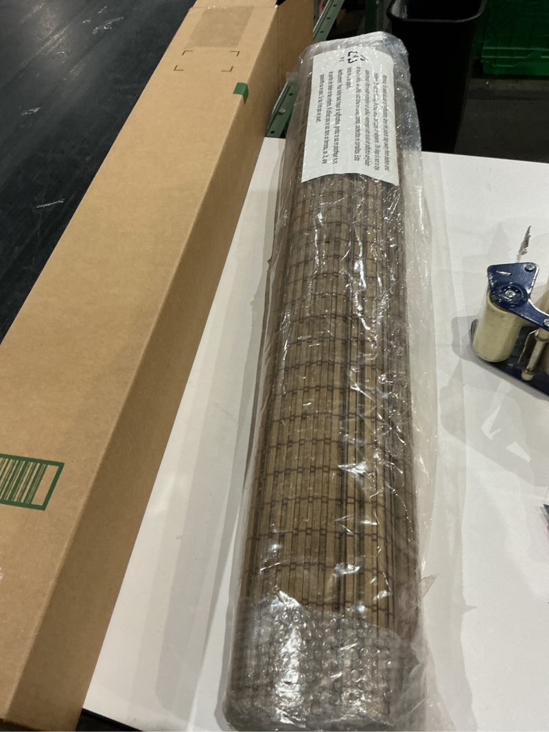 Condition photo showing Good Condition for similar to not exact cordless bamboo blinds, natural hemp grass material roman shades with 6 inches high valance, room darkening privacy lined sun shade for doors, windows, reedt