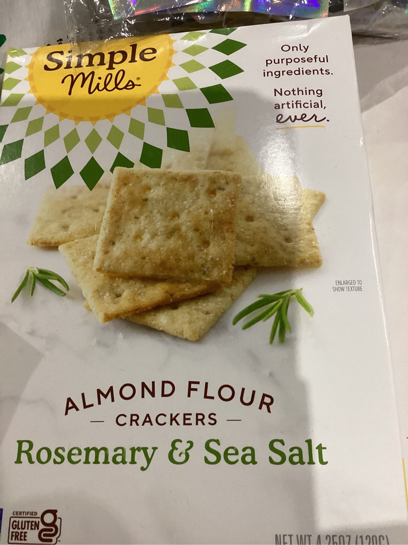 Condition photo showing New/Like New for Simple Mills Almond Flour Crackers, Rosemary & Sea Salt - Gluten Free, Vegan, Healthy Snacks, 4.25 Ounce (Pack of 1) Rosemary & Sea Salt (Almond Flour) 4.25 Ounce (Pack of 1)