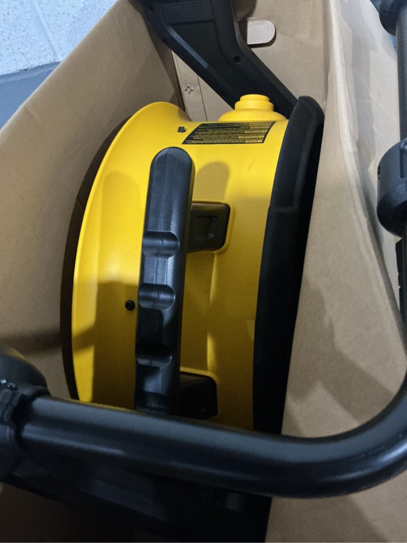 Condition photo showing As Is for dewalt 18 in. 20v cordless ac/dc hybrid 3-speed drum yellow fan with adapter cord (tool only)