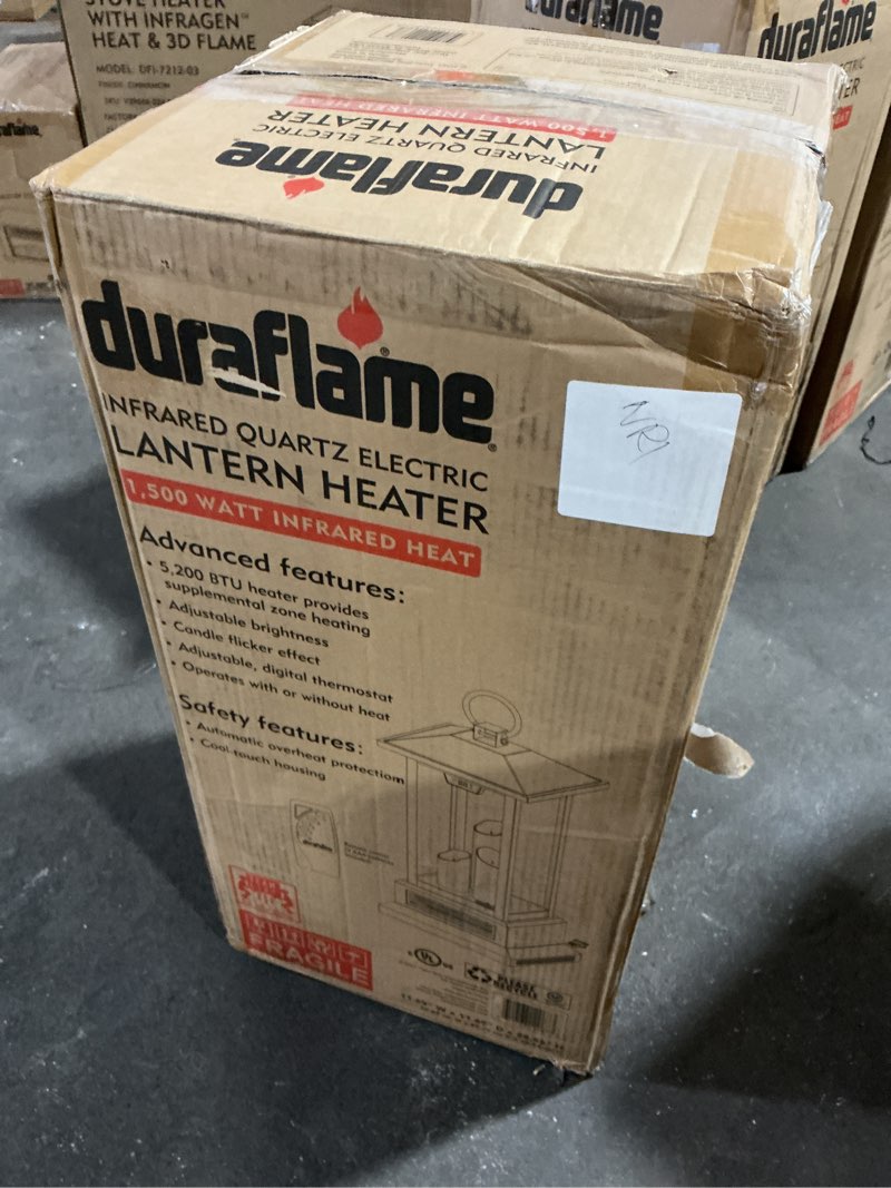 Condition photo showing item condition for Duraflame 28 in. Electric Lantern with Infrared Heat and Remote Control in Black