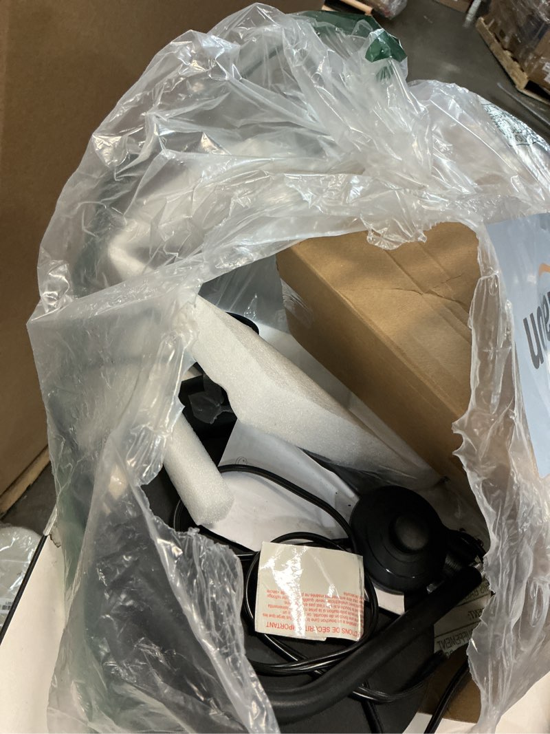 Condition photo showing As Is for Industrial Floor Lamp with Glass Shade - Black, LED Bulbs, Foot Pedal Switch, Easy Assembly Clear-Black