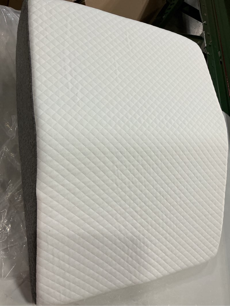 Condition photo showing As Is for leg pillow elevation, leg wedge for blood circulation, leg elevating pillow for after surgery, memory foam foot knee pillow for sleeping 23.6×16.8×8 inch black 23.6*16.8+8 white grey