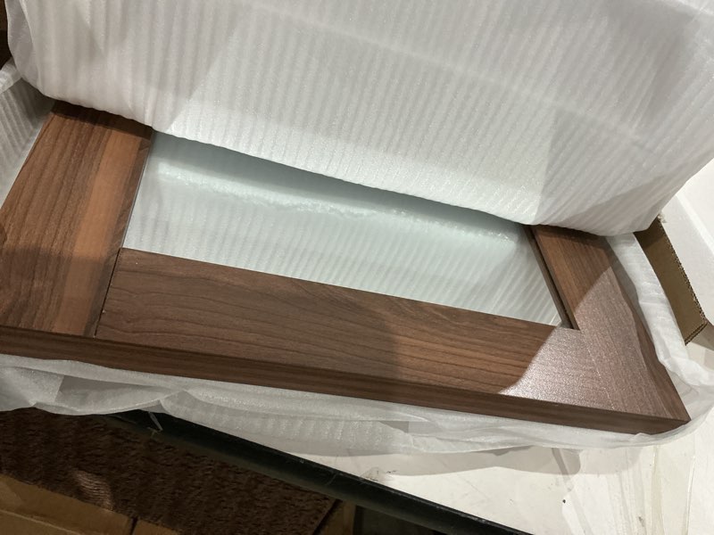 Condition photo showing Good Condition for buruis 16 x 24 inch walnut grain medicine cabinet with mirror, recessed or wall-mounted wood storage cabinet for bathroom, adjustable shelves, soft-close hinges, rectangle