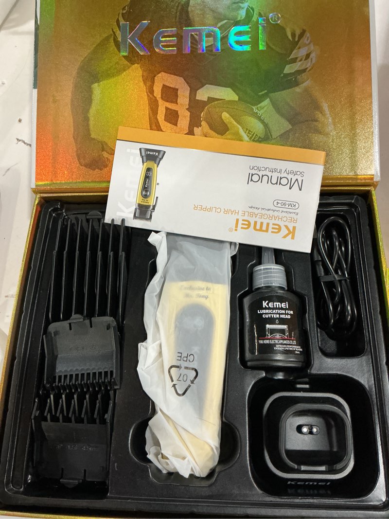 Condition photo showing New/Like New for KEMEI 90-4 Professional Hair Clippers for Men, 11500 RPM Barber Clippers with LED Display, Cordless Hair Trimmer with DLC Blade & Charging Base, 2000 mAh Hair Clipper for Barbers Haircut Kit