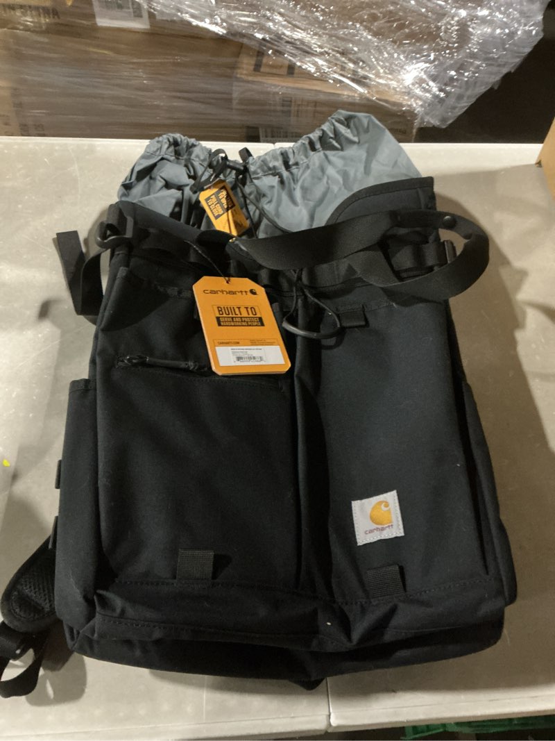 Condition photo showing Good Condition for carhartt 28l nylon cinch-top convertible tote backpack, durable pack with laptop sleeve, black, one size one size black