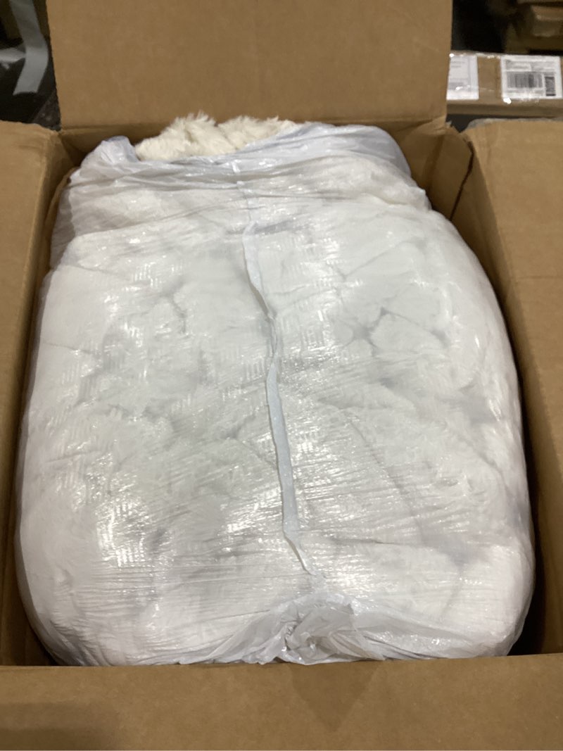 Condition photo showing As Is for Bedsure Faux Fur Queen Comforter Set - Beige Fluffy Comforter Queen Size, Soft and Cozy Shaggy Bedding Comforter Sets, Winter Warm Luxury Fuzzy Bed Set 3 Pieces, 1 Comforter and 2 Pillowcases Queen 01 - Beige