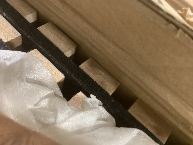 Condition photo showing Good Condition for Art3d 2 Wood Slat Acoustic Panels for Wall and Ceiling - 3D Fluted Sound Absorbing Panel with Wood Finish - Walnut 2pcs - 47.2?23.6in. Walnut