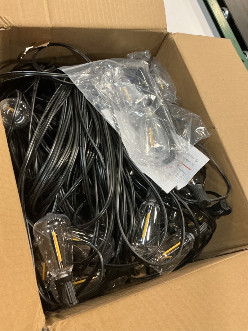 Condition photo showing Good Condition for addlon 200ft(50ft*4) led outdoor lights waterproof patio lights with 64 shatterproof st38 replaceable bulbs(4 spare), dimmable outside hanging light connectable for porch, backyard 200ft(60 sockets)