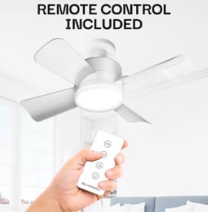 bell + howell socket fan 15.7-in white flush mount ceiling fan with light and remote control