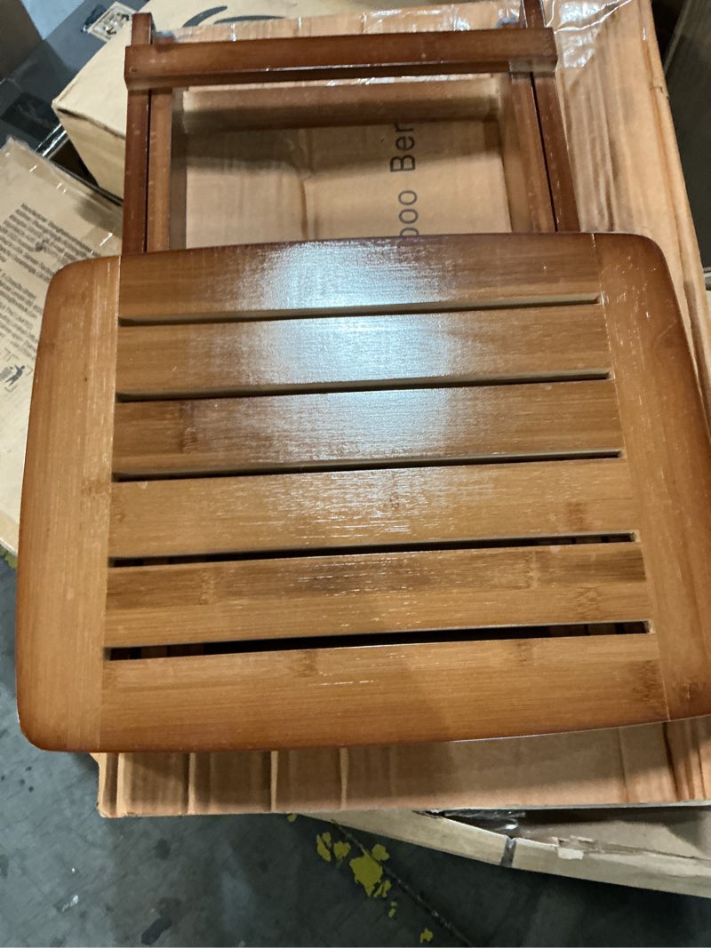 Condition photo showing Good Condition for URFORESTIC Portable Shower Bench-Bamboo Folding Shower Stool Seat Chair Fully Assembled-Hold Up to 500 LBS