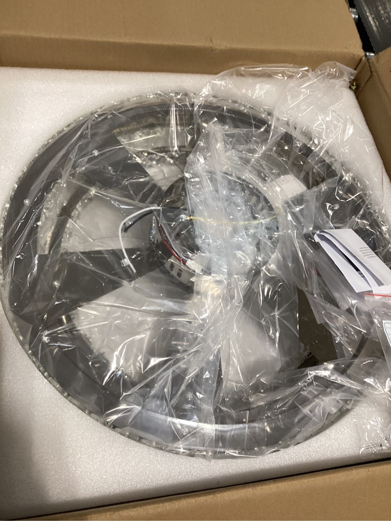Condition photo showing Good Condition for fandelier ceiling fan with lights and remote control dimmable crystal ceiling fan led 3 color 6 speeds chandelier fan bedroom kitchen living room chrome 2