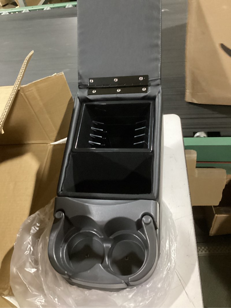 Condition photo showing Good Condition for universal truck bench seat console with cup holders, grey