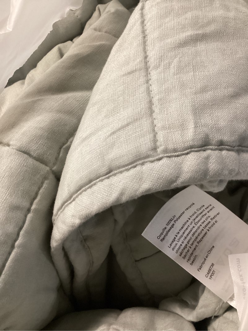 Condition photo showing Good Condition for european linen box quilt, full/queen, mist