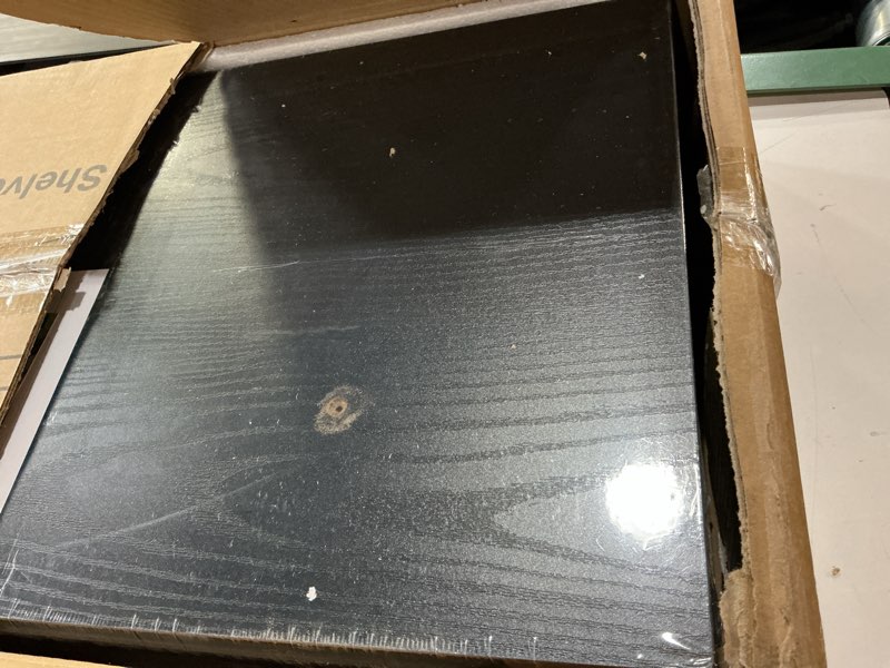 Condition photo showing Good Condition for 12 Inch Deep Black Floating Shelves, 24 x 12 Floating Shelf for Books, Rustic Wood Deep Wall Shelves for Home Storage & Display, 2" Thicked Shelves for Kitchen, Living Room, Bedroom, 2 Pack Black 24"W x 12"D, 2 Pack