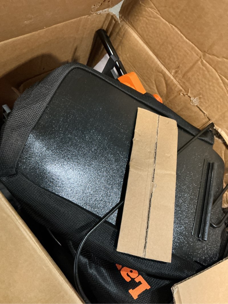 Condition photo showing As Is for lawnmaster clmf4815e 48v max 15-inch brushless cordless lawn mower with 2x24v max 4.0ah battery and a dual charger 15-inch-orange