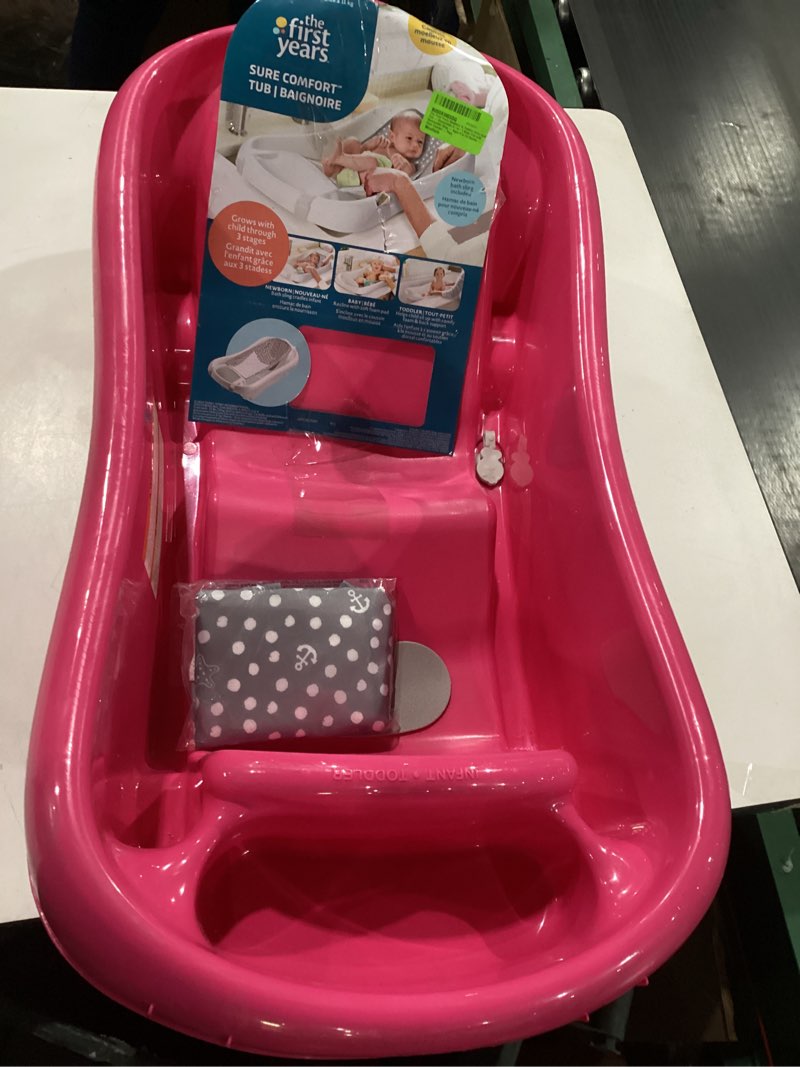 Condition photo showing Good Condition for The First Years Newborn to Toddler Baby Bath Tub - Convertible 3-in-1 Baby Tub with Removable Sling - Ages 0 to 24 Months - Sure Comfort - Pink Deluxe Tub Pink