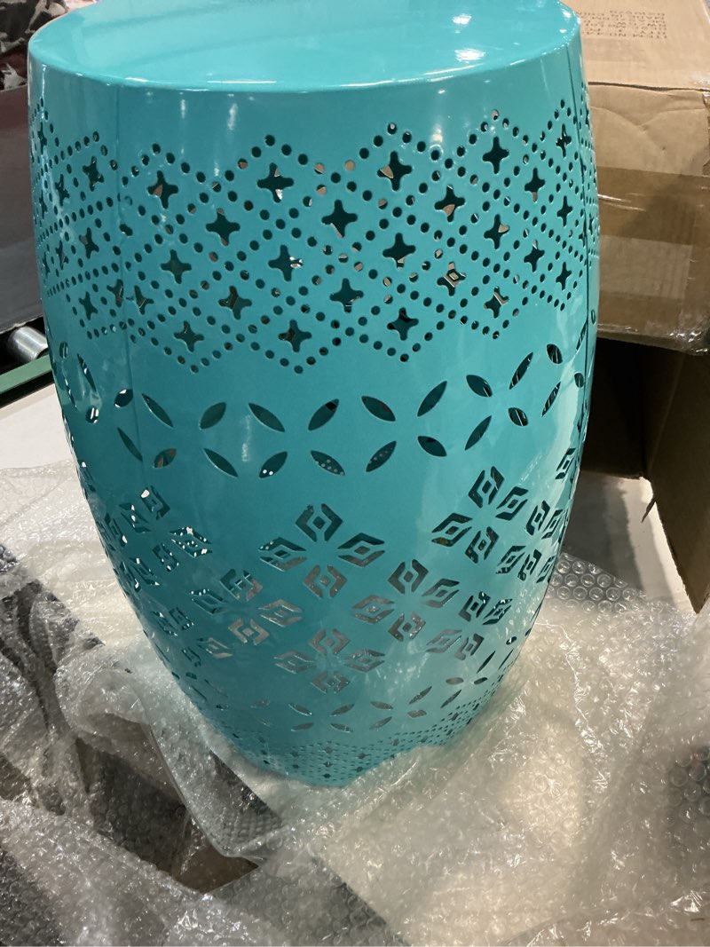 Condition photo showing Good Condition for baxton studio lavinia modern and contemporary teal finished metal outdoor side table