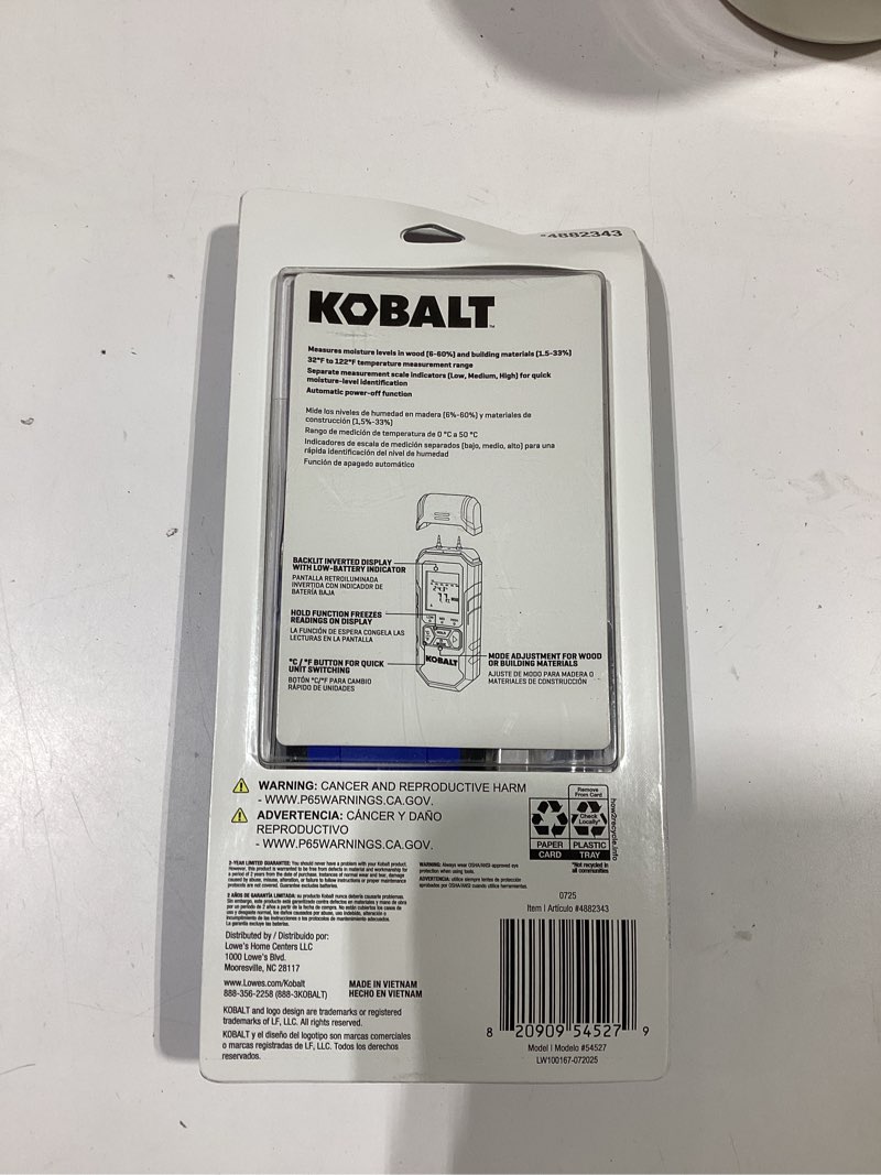 Condition photo showing As Is for kobalt pin type digital display moisture meter