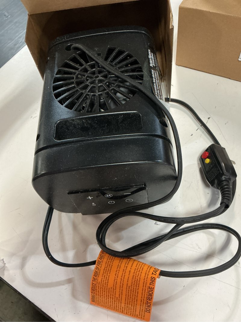 Condition photo showing As Is for better homes & gardens 1500w digital ceramic heater with alci plug, black