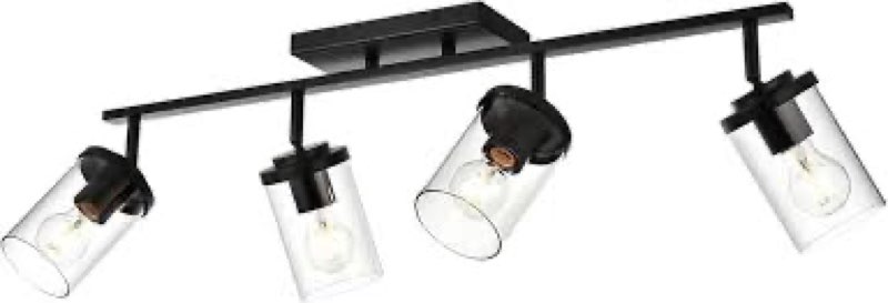 QueeuQ 4 Lights Track Lighting Kit, Bathroom Wall Sconce Black Track Light Fixtures,Track Lighting F