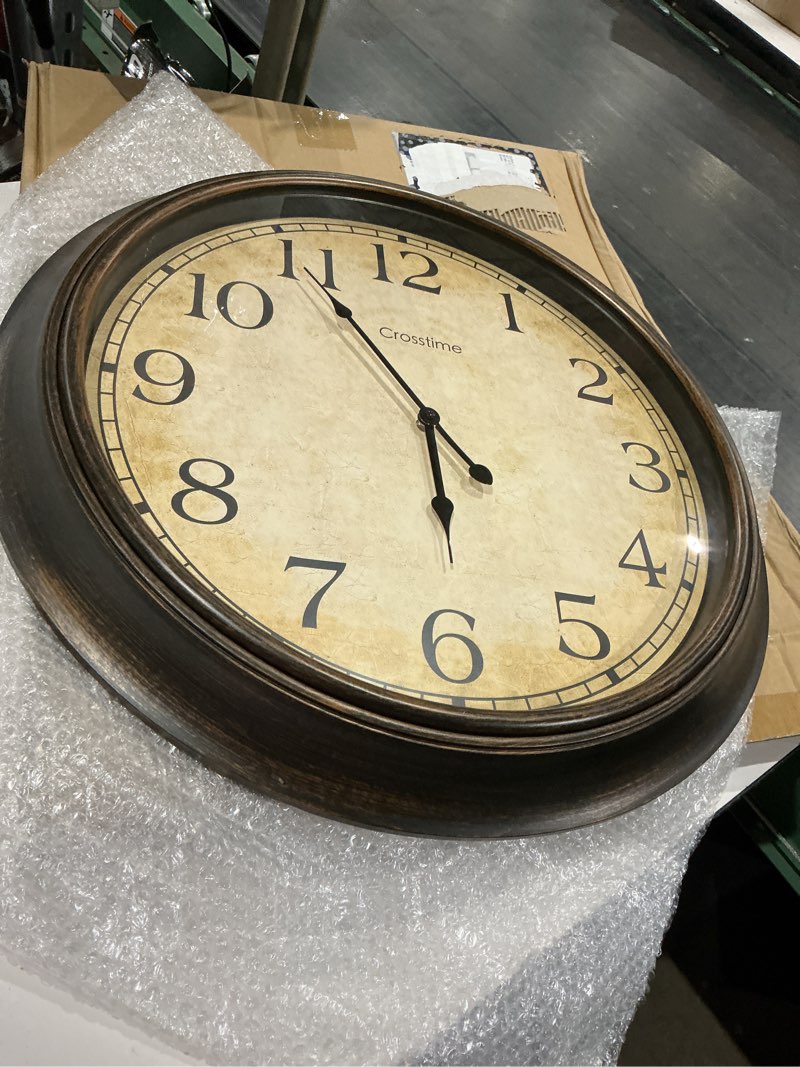 Condition photo showing Good Condition for yoiolclc 24 inch large wall clock for living room decor,silent vintage wall clocks battery operated for living room farmhouse office gifts(bronze) 24'' bronze