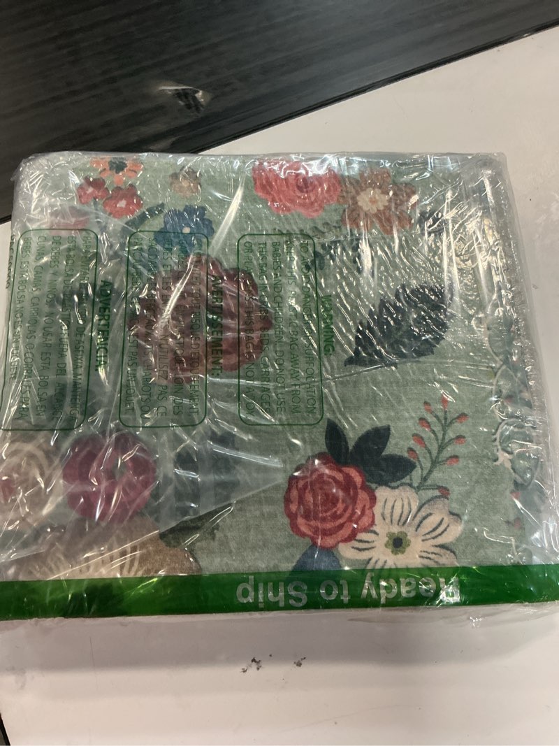 Condition photo showing New/Like New for washable kitchen rugs non slip: 2'x6' hallway runner rug stain resistant low pile floral floor rug with rubber backing non shedding soft carpet runners for indoor entryway bedside bedroom farmhouse 2' x 6' (rectangular) green floral