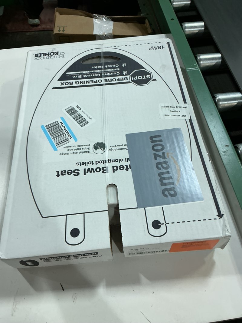 Condition photo showing New/Like New for KOHLER 4636-RL-0 Cachet ReadyLatch Elongated Toilet Seat Slow Close, Soft Close Toilet Seat Quiet Lid, Contoured Grip-Tight Bumpers Installation Hardware, Apartment Essentials, White White Elongated Ready Latch