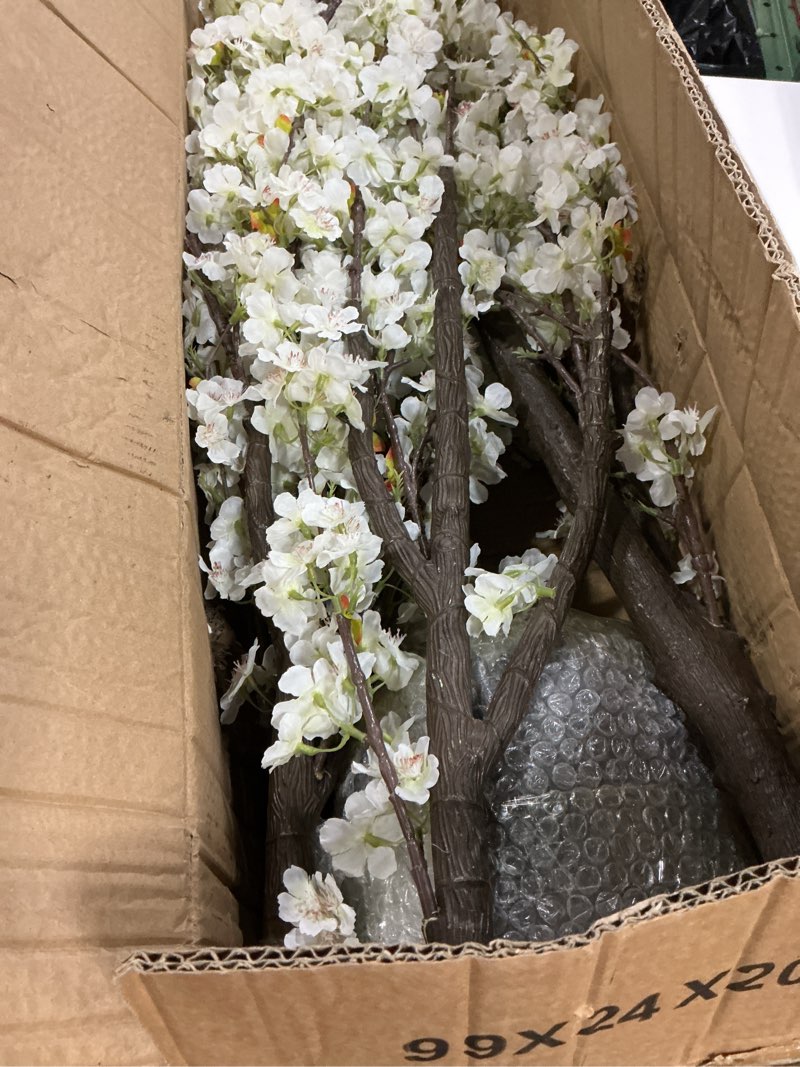 Condition photo showing New/Like New for artificial cherry blossom tree 6ft tall indoor faux white flower tree,fake cherry blossom tree for home office party wedding decor white-ap06
