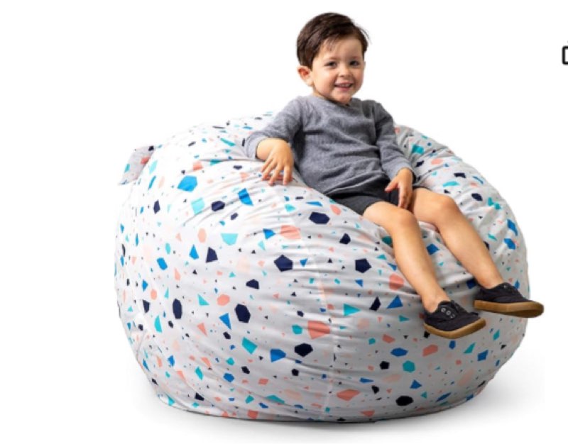  Big Joe Fuf Medium Foam Filled Bean Bag Chair with Removable Cover, Fog Lenox, Durable Woven Polyester, 3 feet Big & Fuf Medium Foam Filled Bean Bag Chair with Removable Cover