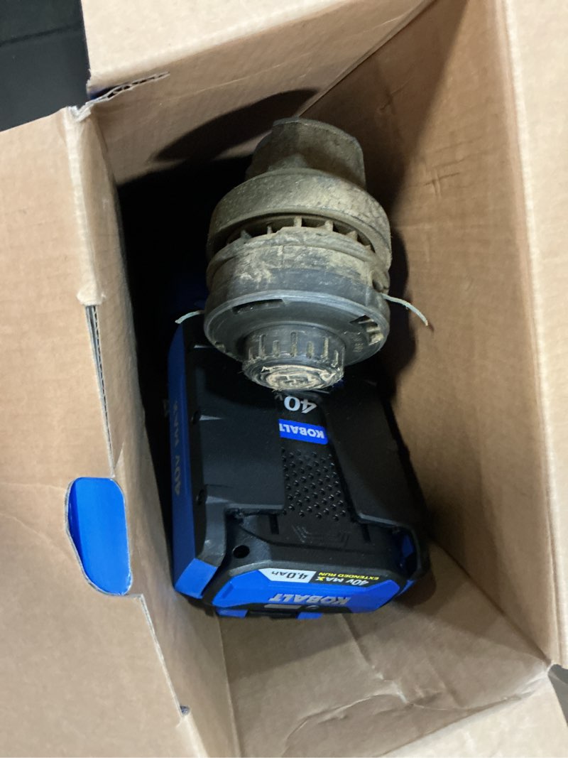Condition photo showing As Is for kobalt gen4 40-volt 15-in straight cordless string trimmer (tool only)